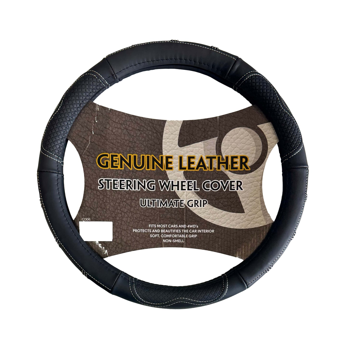 Genuine Leather Steering Wheel Cover (Style 01)