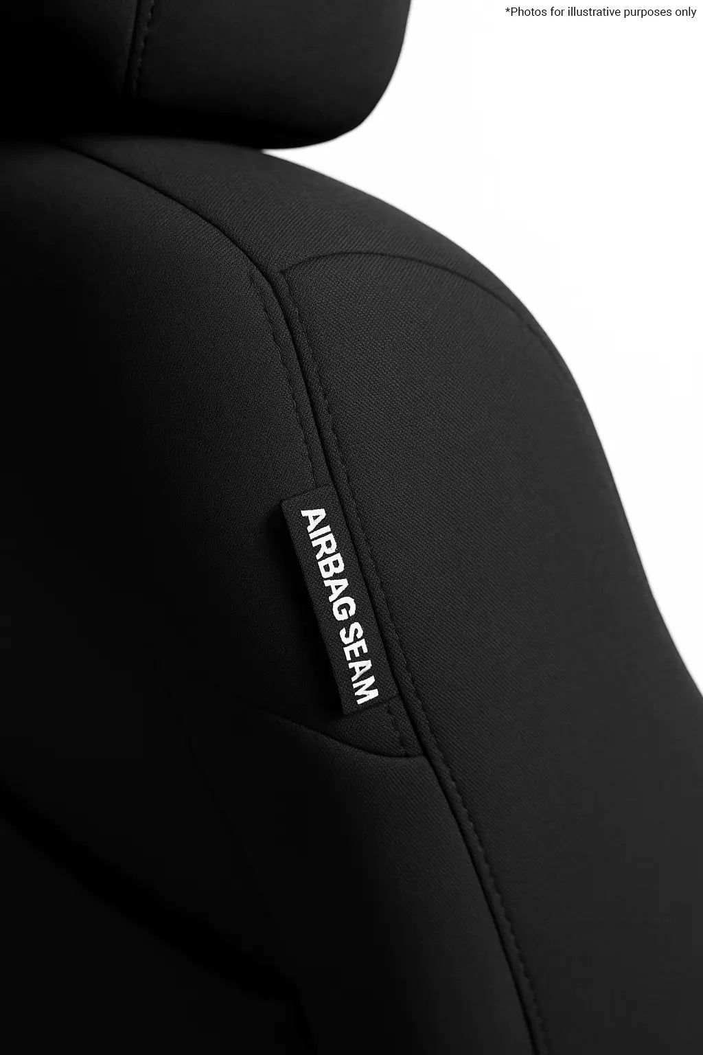 Mitsubishi Triton MQ/MR Dual Cab IRONSKIN Neoprene Seat Covers (01/2015-11/2023) Airbag Seam Close Up