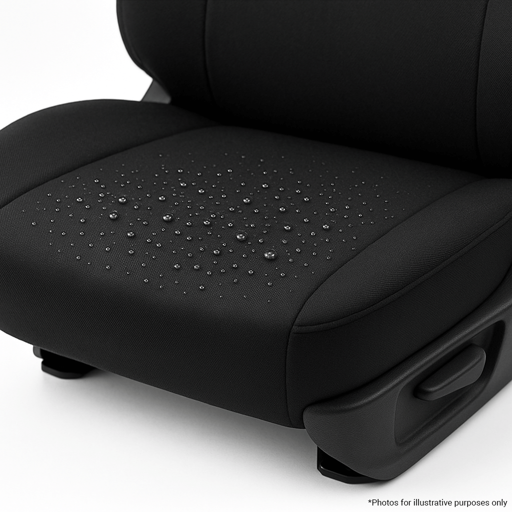 Volkswagen Amarok NF Dual Cab IRONSKIN Neoprene+ Seat Covers (06/2023-ON) Bottom Close Up Water Drops