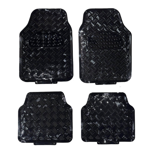 Python Black Rubber Aluminium Look Floor Mats (4 Piece Set)