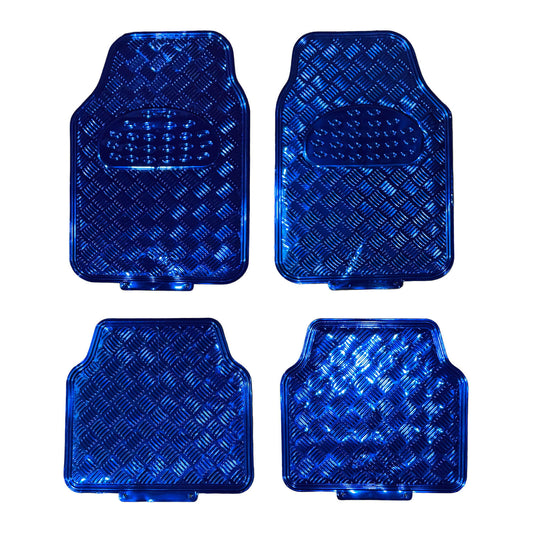 Python Blue Rubber Aluminium Look Floor Mats (4 Piece Set)