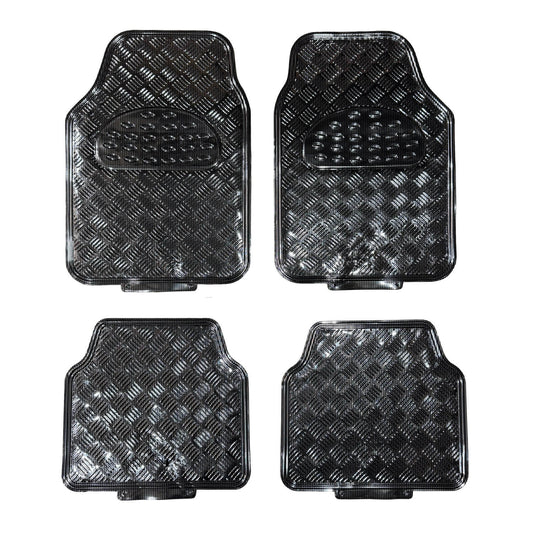 Python Carbon Rubber Aluminium Look Floor Mats (4 Piece Set)