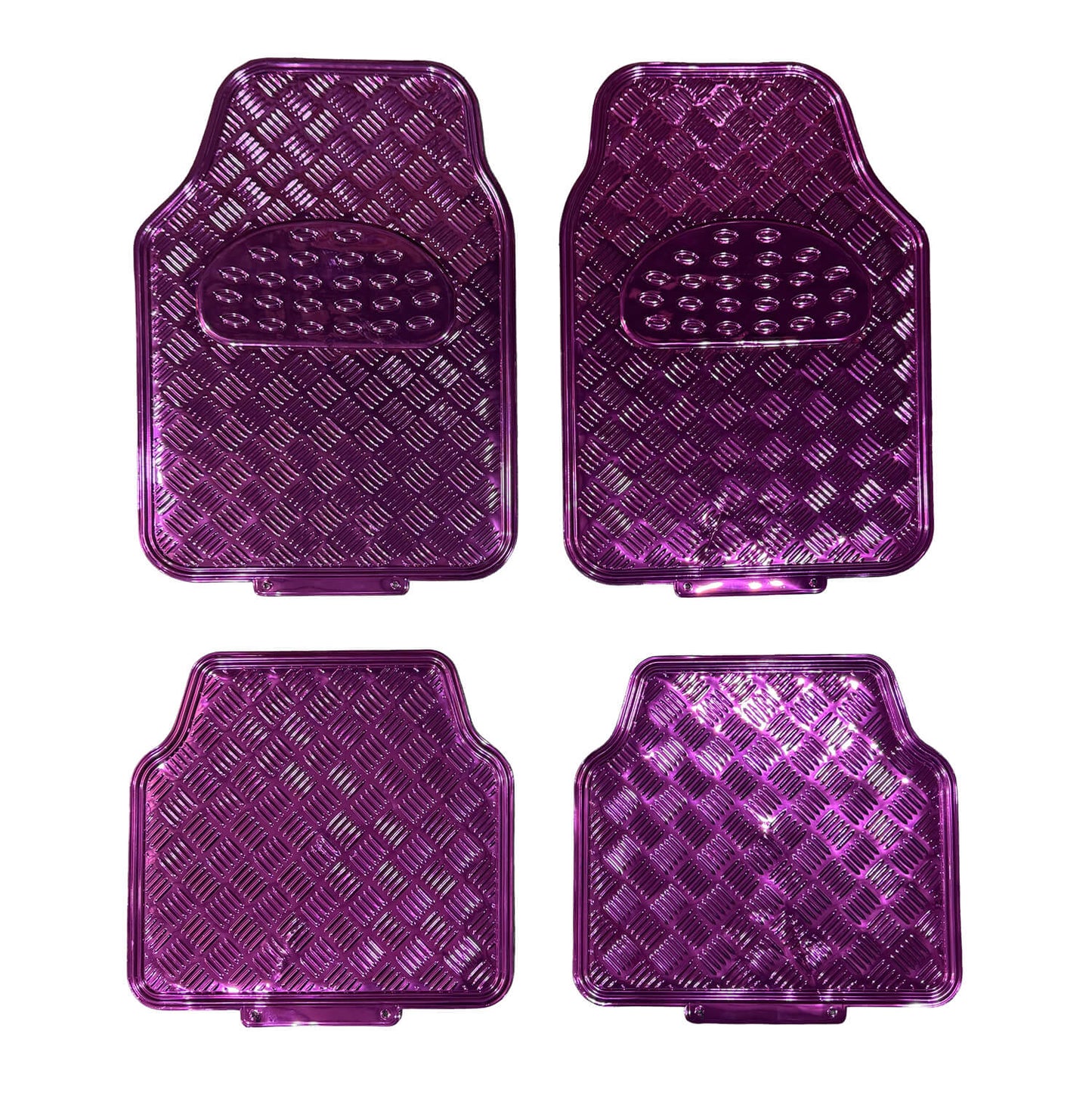 Python Pink Rubber Aluminium Look Floor Mats (4 Piece Set)
