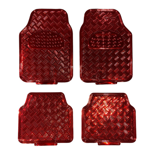 Python Red Rubber Aluminium Look Floor Mats (4 Piece Set)