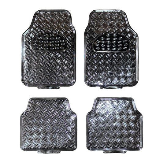 Python Silver Rubber Aluminium Look Floor Mats (4 Piece Set)