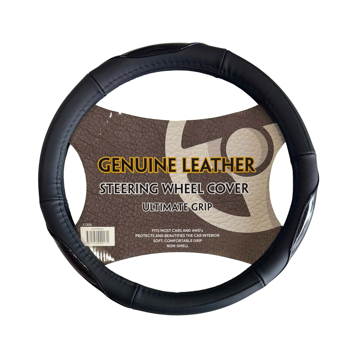 Genuine Leather Steering Wheel Cover (Style 06)